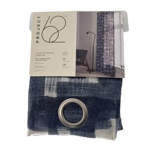 NEW Project 62 Blue Brushstroke Light-Filtering 84" Curtain Panel